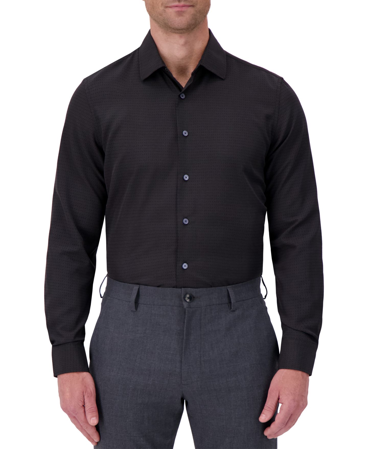 Мужская рубашка Report Collection Slim-Fit Tonal-Print, цвет: Чёрный — фото 1