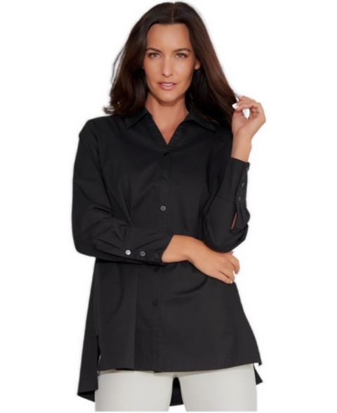 Женская рубашка Stella Carakasi V-Neck Unique Side Step Insert Wish List, цвет: Чёрный