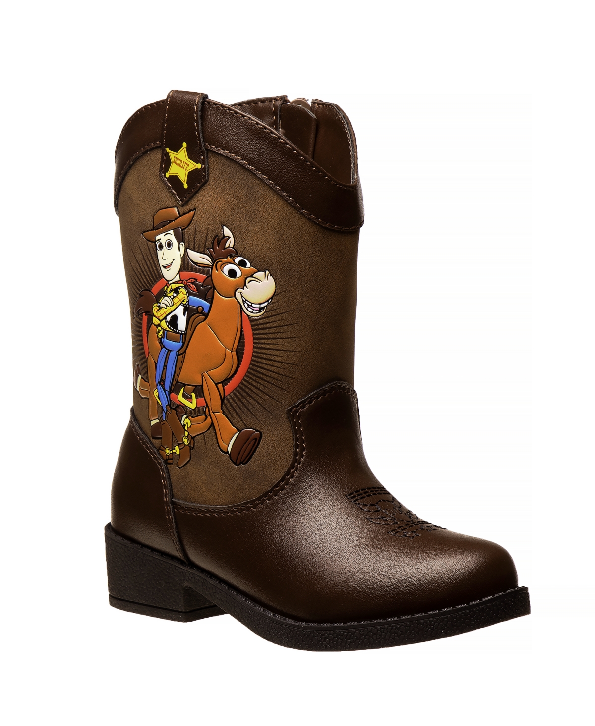 Shop Disney Pixar Toddler Boys Toy Story Slip On Light Up Cowboy Boots In Brown