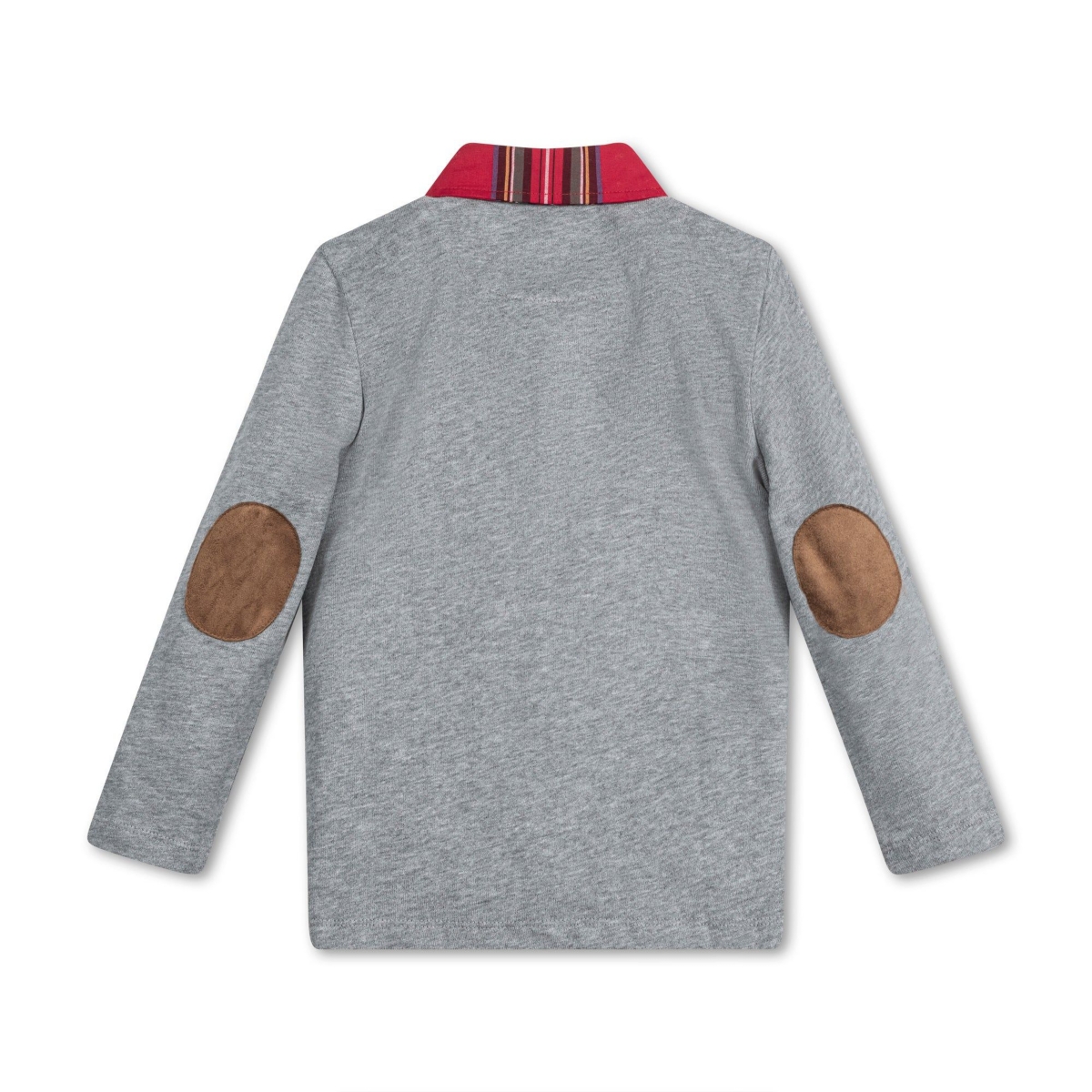 Hope & Henry Baby Boys Long Sleeve Polo Shirt with Woven Collar and Elbow Patches