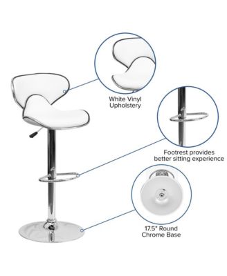 2 Pack Contemporary Cozy Mid-Back Vinyl Adjustable Height Barstool With Chrome Base
