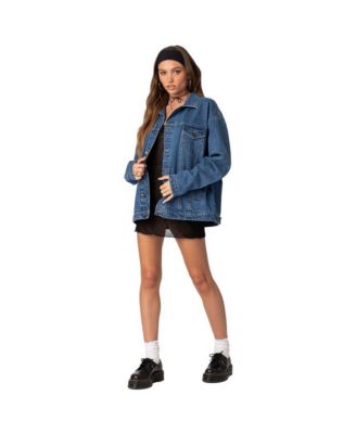 Edikted Women's Dalia oversized denim jacket - Macy's