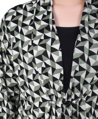 Petite Puff Print 3/4 Sleeve Two-Fer Top