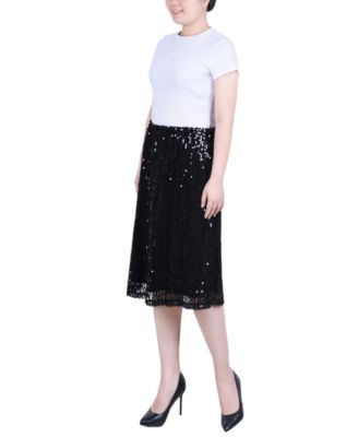 Petite Knee Length Sequined Skirt