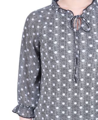 Petite Mock-neck Chiffon Sleeve Knit Top