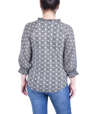 Petite Mock-neck Chiffon Sleeve Knit Top