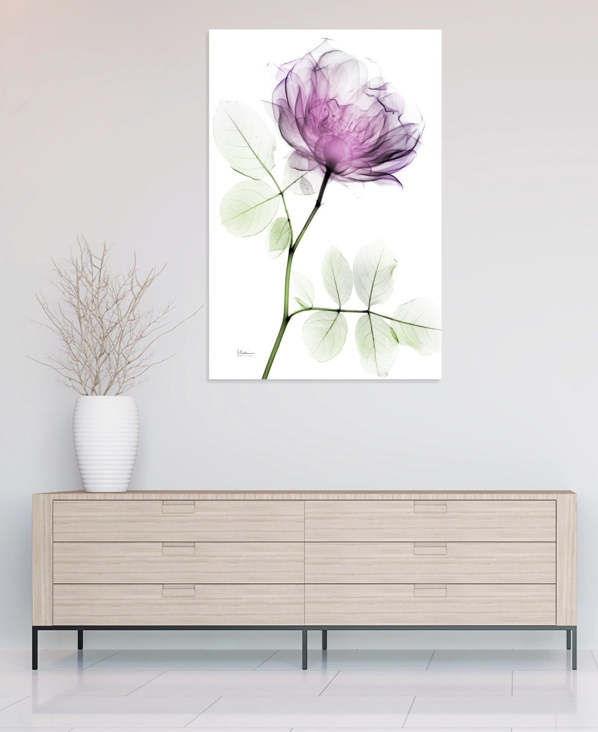EMPIRE ART DIRECT "ROSE DYNASTY 1" FRAMELESS FREE FLOATING TEMPERED GLASS PANEL GRAPHIC WALL ART, 48" X 32" X 0.2" 