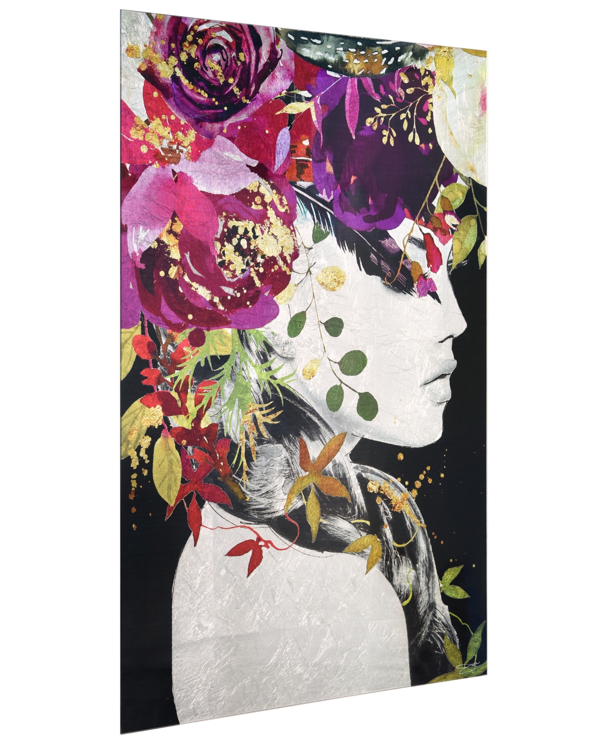 EMPIRE ART DIRECT "PURPLE RAIN" REVERSE PRINTED TEMPERED GLASS WITH SILVER-TONE LEAF, 36" X 24" X 0.2" 