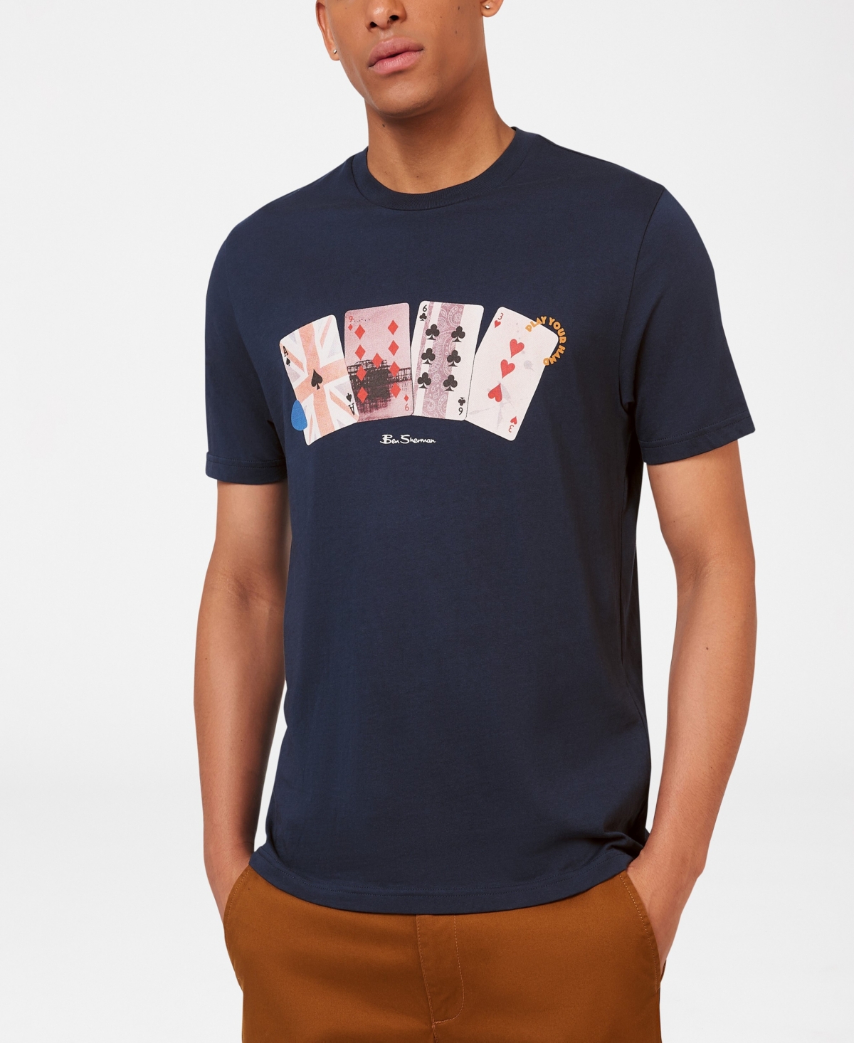 Ben Sherman Men's Playing Cards Regular Fit T-shirt In Dark Navy