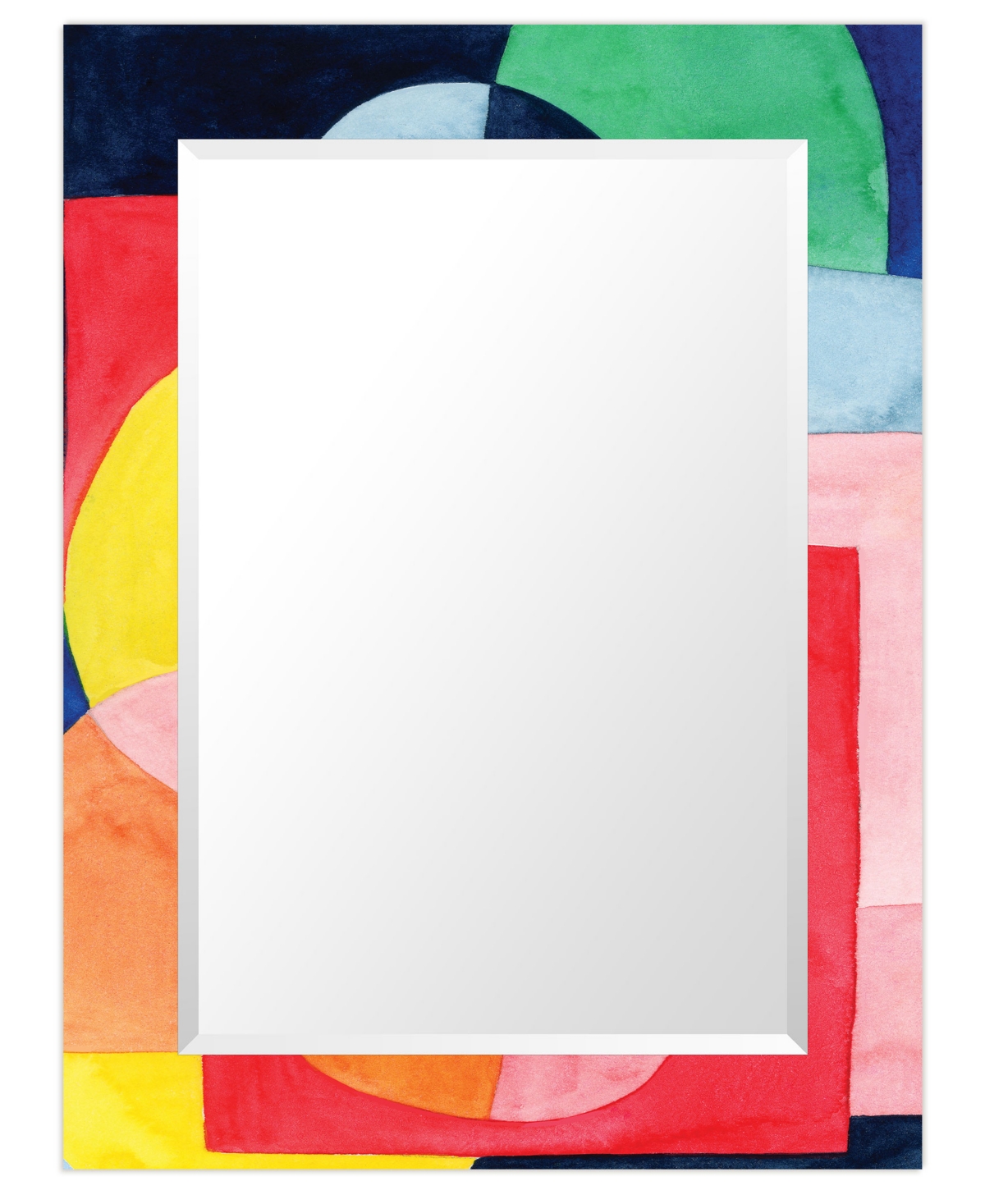 Empire Art Direct "pop Perpetuity I" Rectangular Beveled Mirror On Free Floating Printed Tempered Art Glass, 30" X 40" In Multi-color