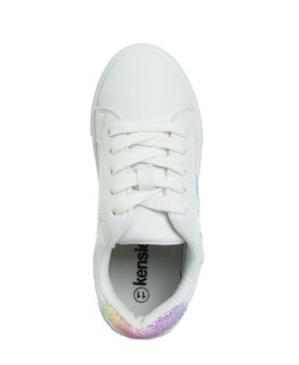 Little Girls Lace Up Glittery Casual Sneakers