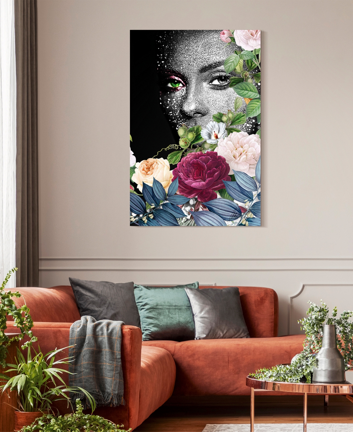 Shop Empire Art Direct "earth Goddess I" Frameless Free Floating Tempered Glass Panel Graphic Wall Art, 32" X 48" X 0.2" In Multi-color