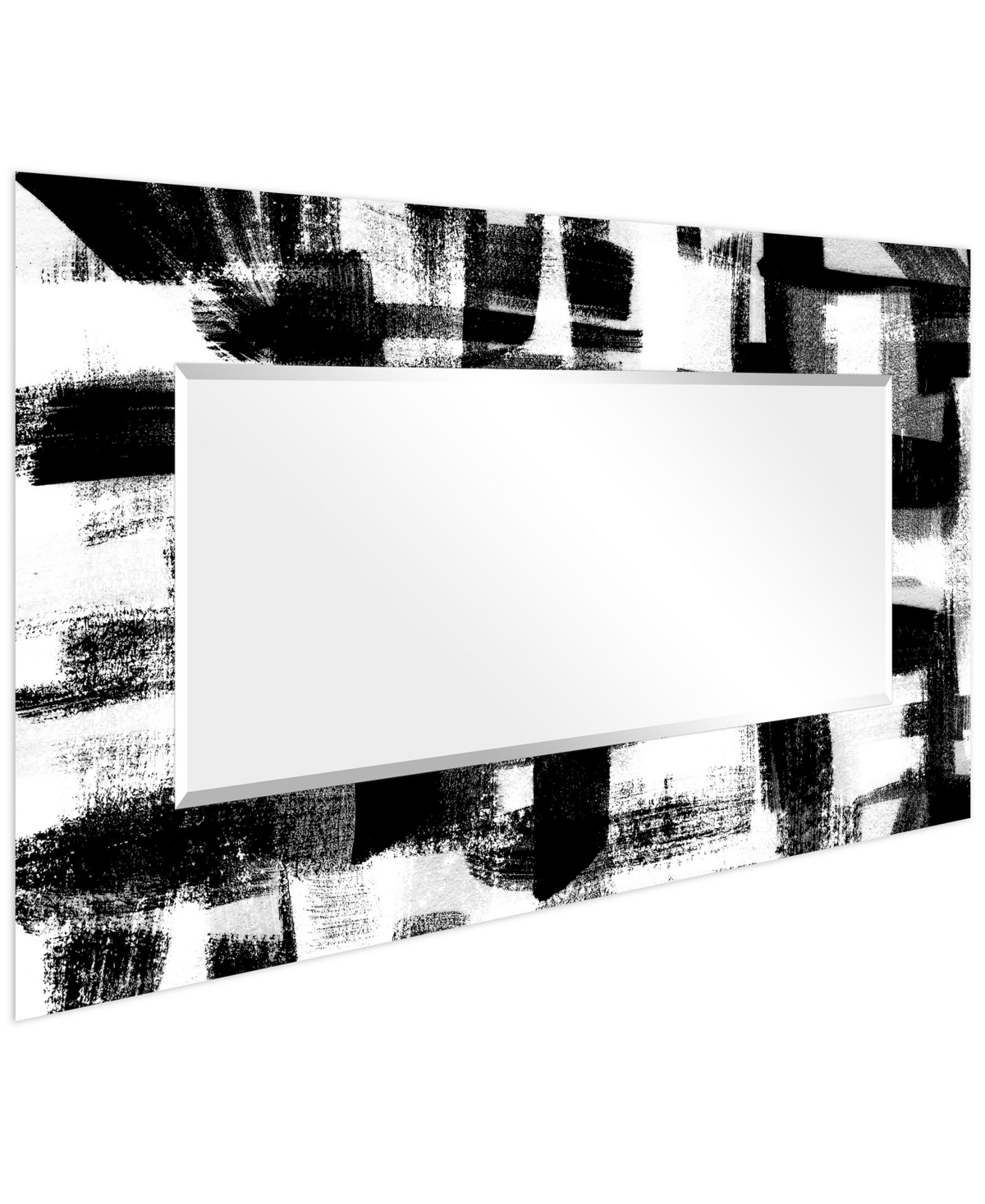 EMPIRE ART DIRECT "JAM SESSION II" RECTANGULAR BEVELED MIRROR ON FREE FLOATING PRINTED TEMPERED ART GLASS, 72" X 36" X 
