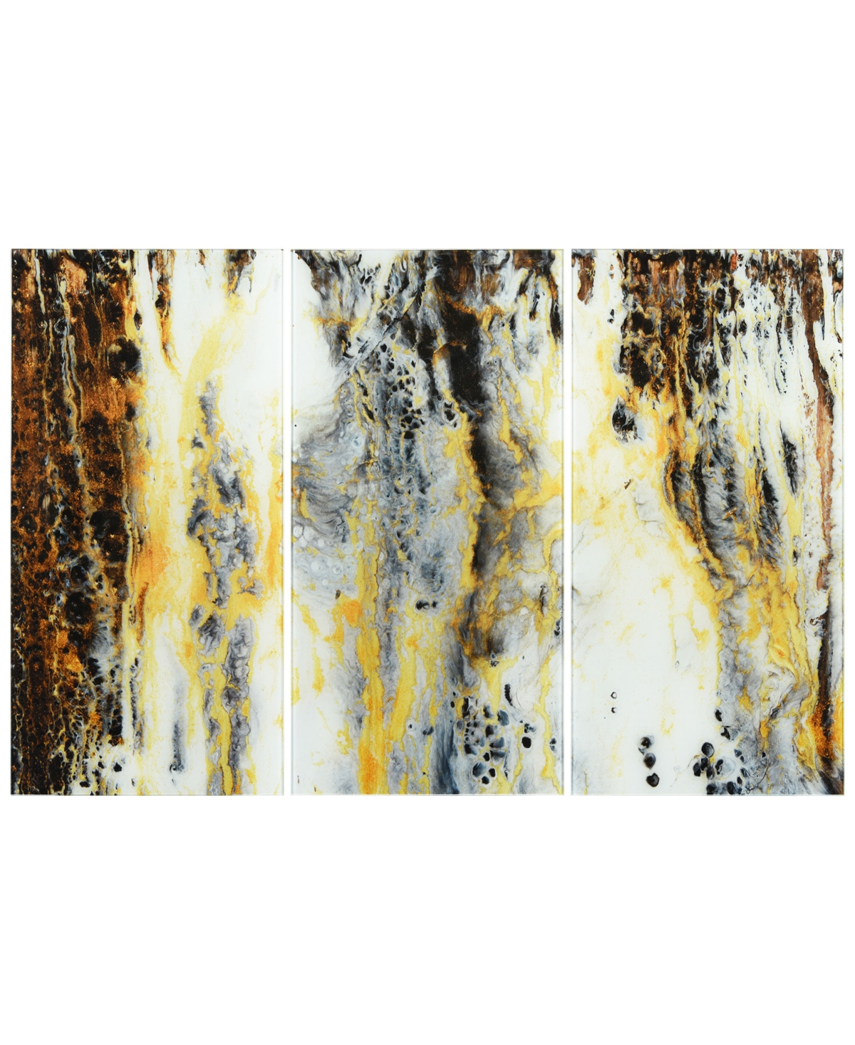 Empire Art Direct "granite I Abc" Frameless Free Floating Tempered Glass Panel Graphic Wall Art Set Of 3, 72" X 36" X In Multi-color