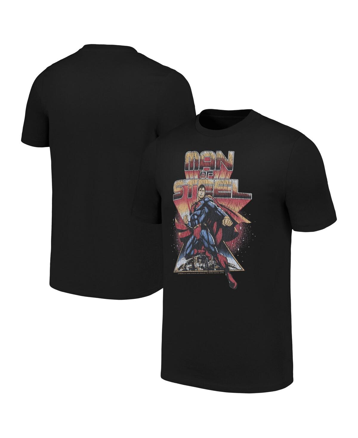Men's and Women's Mad Engine Black Superman Man of Steel T-shirt - Black