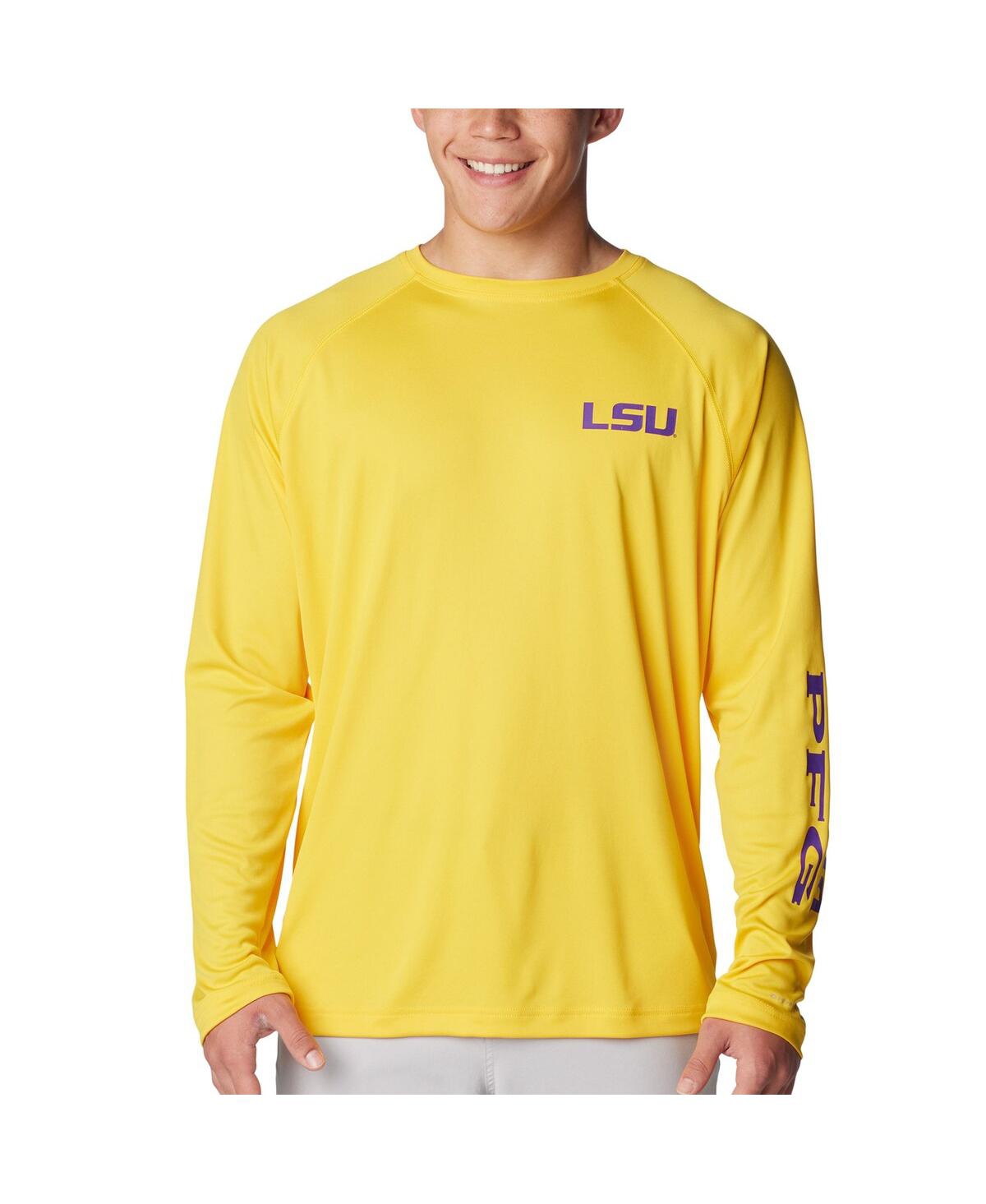 Men's Columbia Gold Lsu Tigers Terminal Tackle Omni-Shade Raglan Long Sleeve T-shirt - Gold