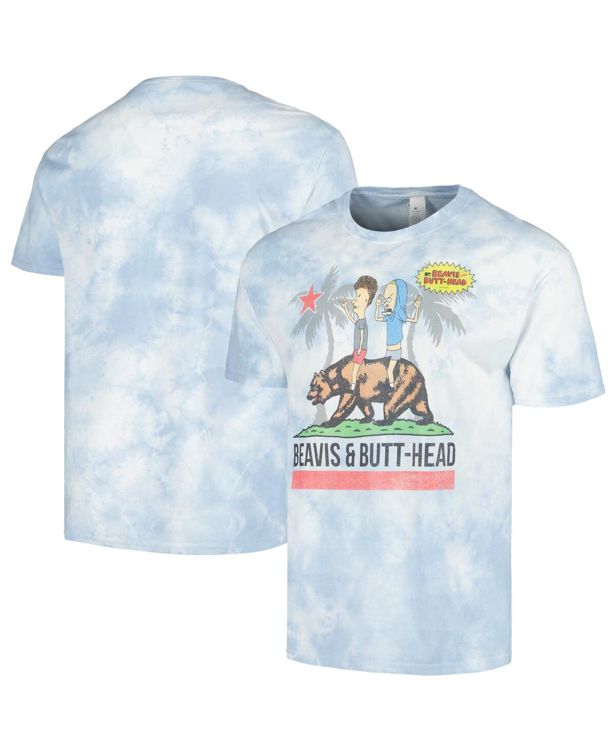 Mad Engine Men's And Women's  White Beavis And Butt-head Riding Cali Bear Graphic T-shirt