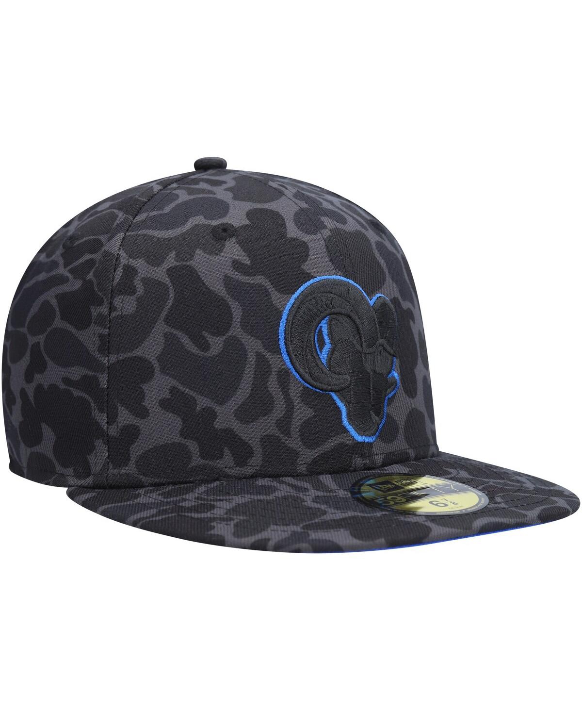 NEW ERA MEN'S NEW ERA BLACK LOS ANGELES RAMS AMOEBA CAMO 59FIFTY FITTED HAT 