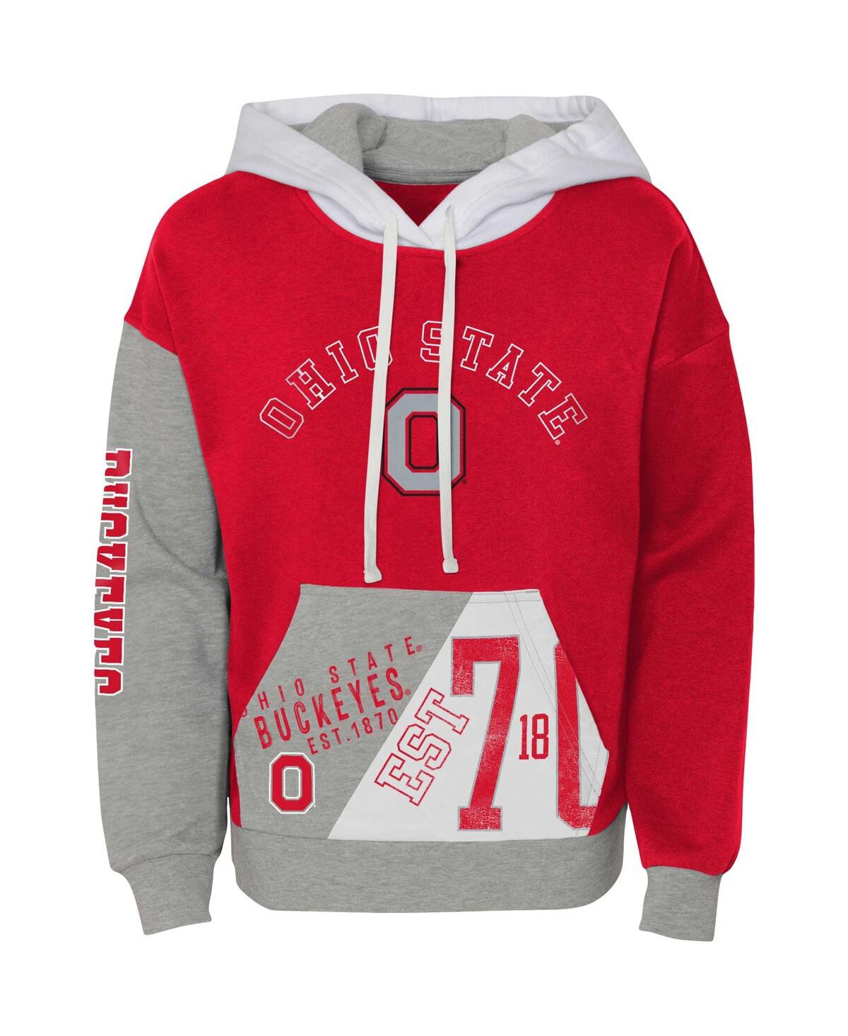 Big GirlsDistressed Ohio State Buckeyes True Fan Soft Fleece Pullover Hoodie - Scarlet