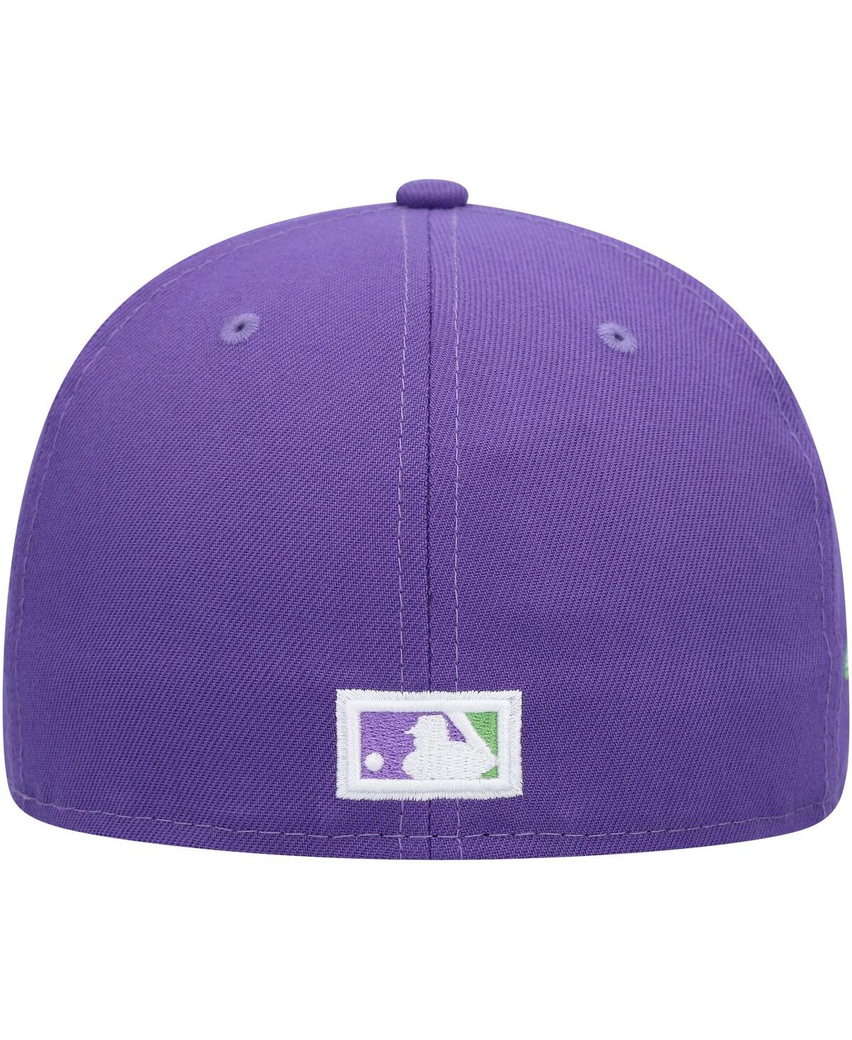Men's New EraCalifornia Angels Cooperstown Collection Lime Side Patch 59FIFTY Fitted Hat - Purple