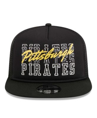 Men's Black Pittsburgh Pirates Street Team A-Frame Trucker 9FIFTY Snapback Hat
