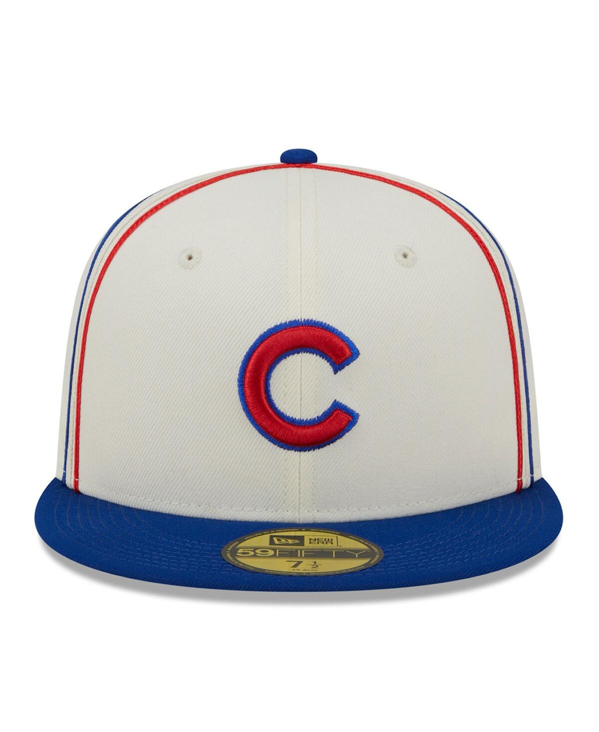 New Era Men's  Cream, Royal Chicago Cubs Chrome Sutash 59fifty Fitted Hat In Cream,royal