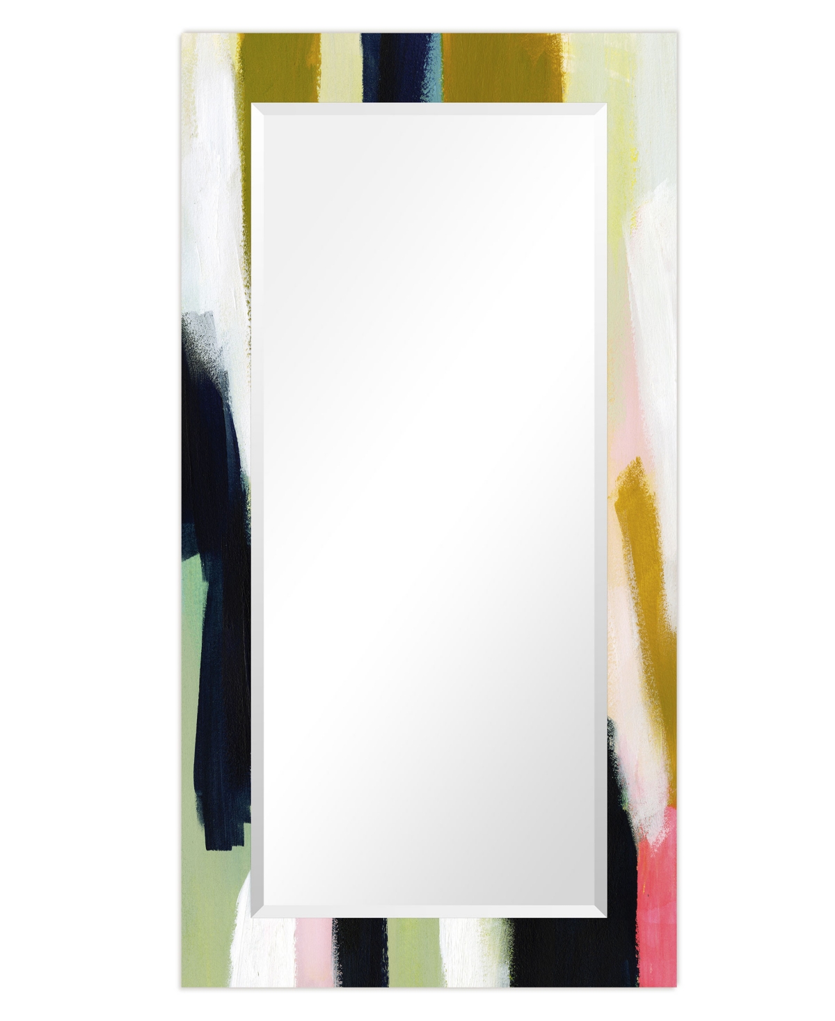 Empire Art Direct "amagansett Ii" Rectangular Beveled Mirror On Free Floating Printed Tempered Art Glass, 54" X 28" X In Multi-color