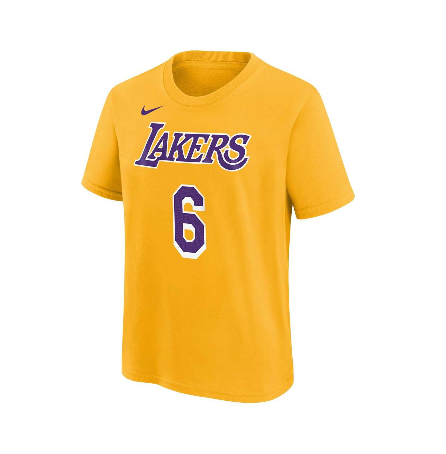 Футболка Nike LeBron James Gold Los Angeles Lakers Icon Name and Number T-shirt для мальчиков — фото 3