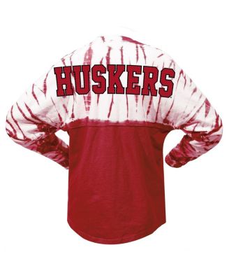 Women's Scarlet Nebraska Huskers Tie-Dye Long Sleeve Jersey T-shirt