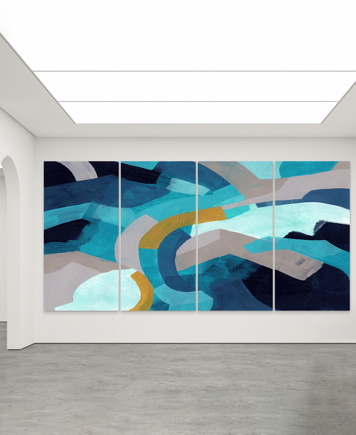 Shop Empire Art Direct Puzzle Blues Abcd Frameless Free Floating Tempered Glass Panel Graphic Wall Art, 72" X 36" X 0.2" Ea