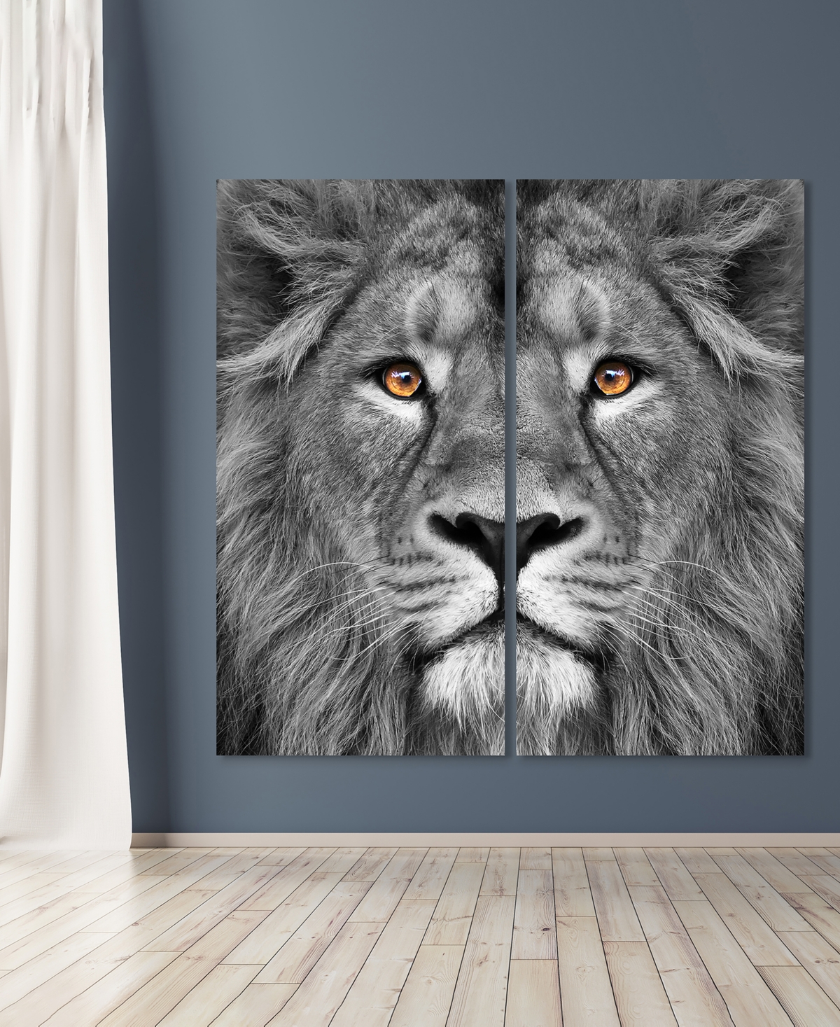 Empire Art Direct King Of The Jungle Ab Frameless Free Floating Tempered Glass Panel Graphic Wall Art, 72" X 36" X 0.2 In Gray