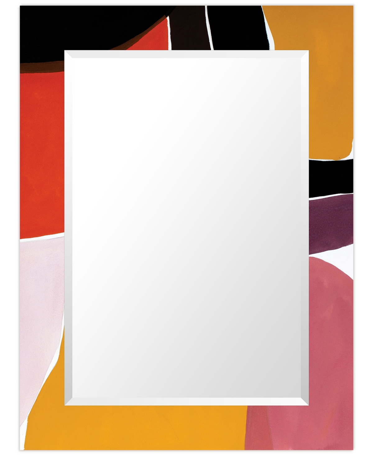 Empire Art Direct "melon-cholia I" Rectangular Beveled Mirror On Free Floating Printed Tempered Art Glass, 30" X 40" X In Multi-color