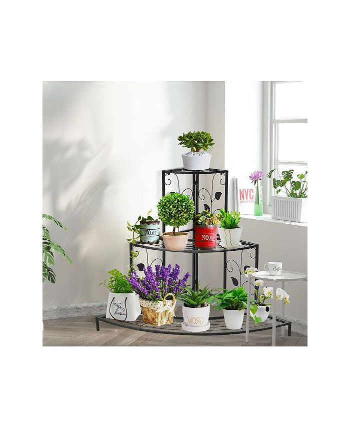 Slickblue 3 Tier Floral Corner Metal Plant Pot Rack - Macy's