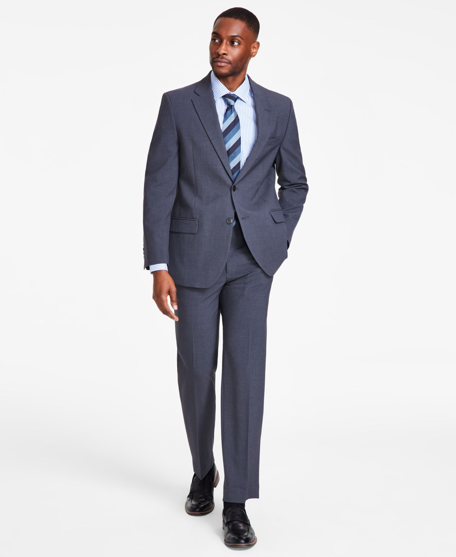 Nautica - Men's Modern-Fit Bi-Stretch Black Suit
