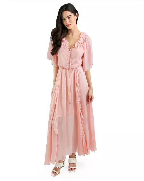 women amour ruffled midi dress