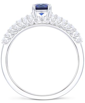 Lab-Grown Emerald (3/8 ct. t.w.) & Lab-Grown White Sapphire (3/8 ct. t.w.) Bridal Set in 14k Gold-Plated Sterling Silver (Also in Ruby & Blue Sapphire)