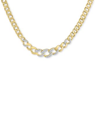 Diamond Cuban Link 18" Chain Necklace (1/3 ct. t.w.) in 14k Gold-Plated Sterling Silver