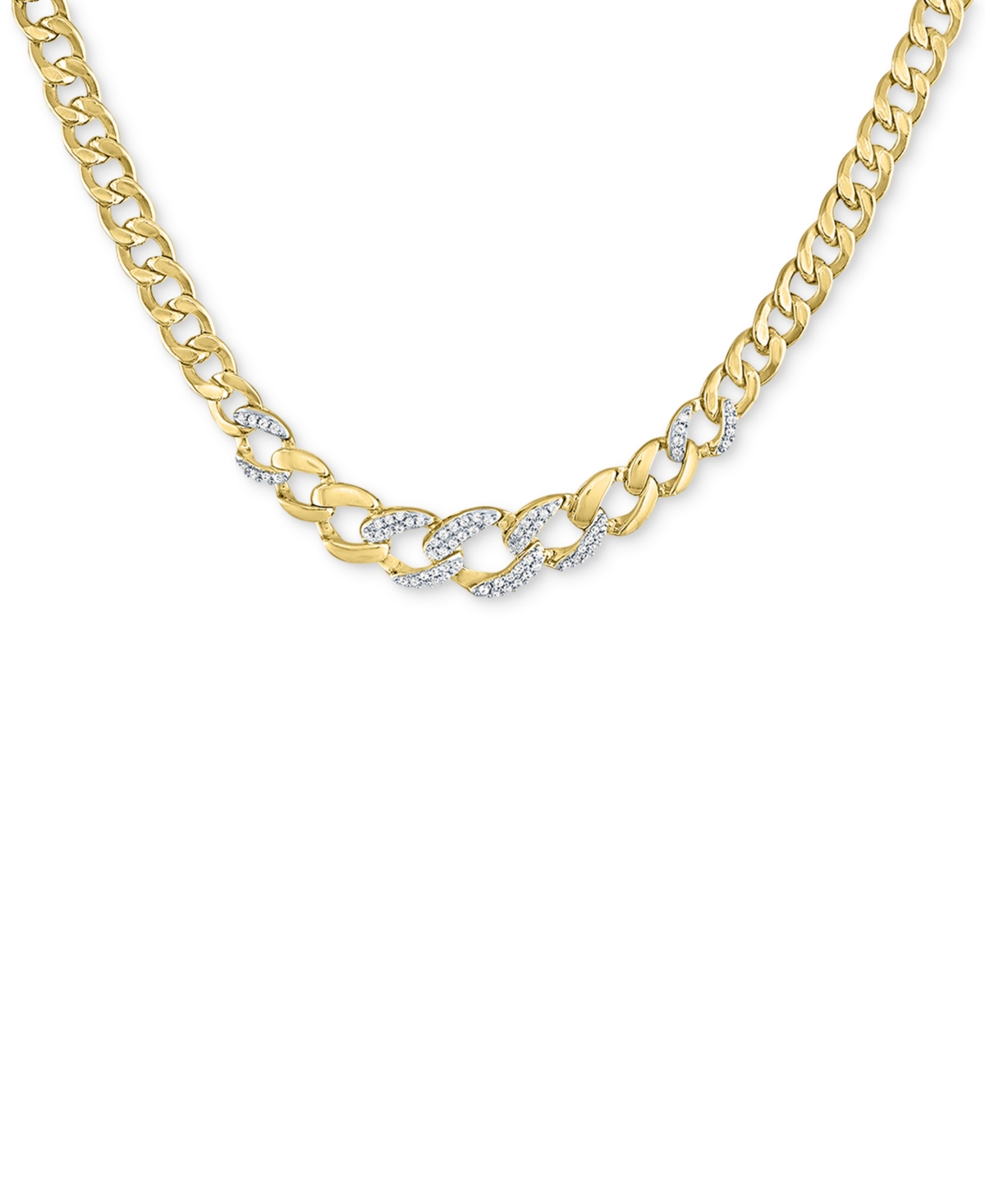 Macy's Diamond Cuban Link 18" Chain Necklace (1/3 Ct. T.w.) In 14k Gold-plated Sterling Silver