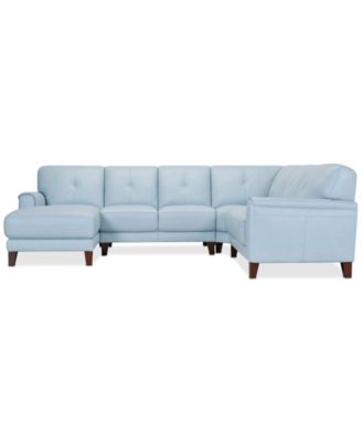 CLOSEOUT! Ashlinn 120" 4-Pc. Pastel Leather Sectional, Created for Macy's