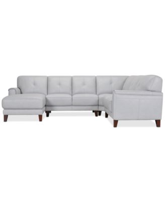 CLOSEOUT! Ashlinn 120" 4-Pc. Pastel Leather Sectional, Created for Macy's