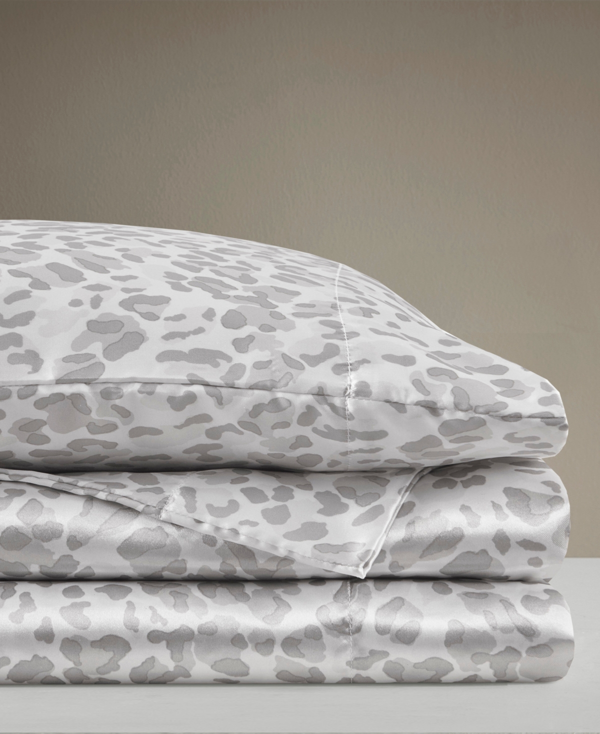 Madison Park Essentials Printed Satin Sheet Set, Twin In Taupe Leopard