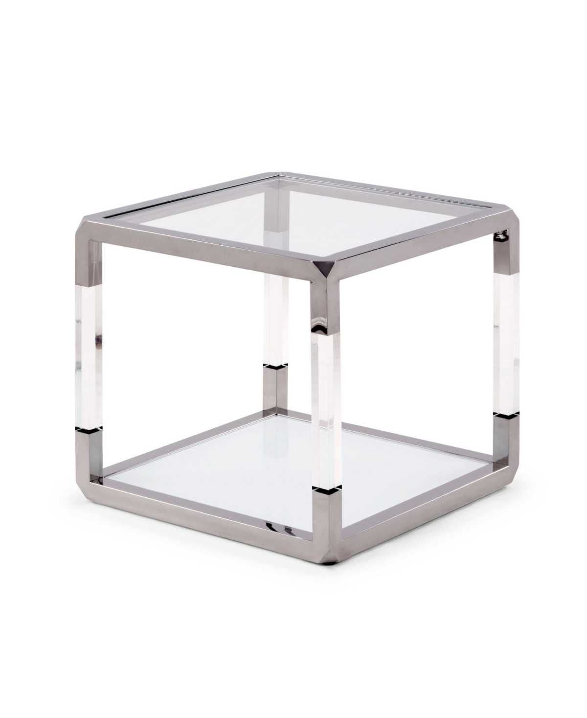 Macy's Jasper 22" Glass End Table In Clear Glass,acrylic And Pss