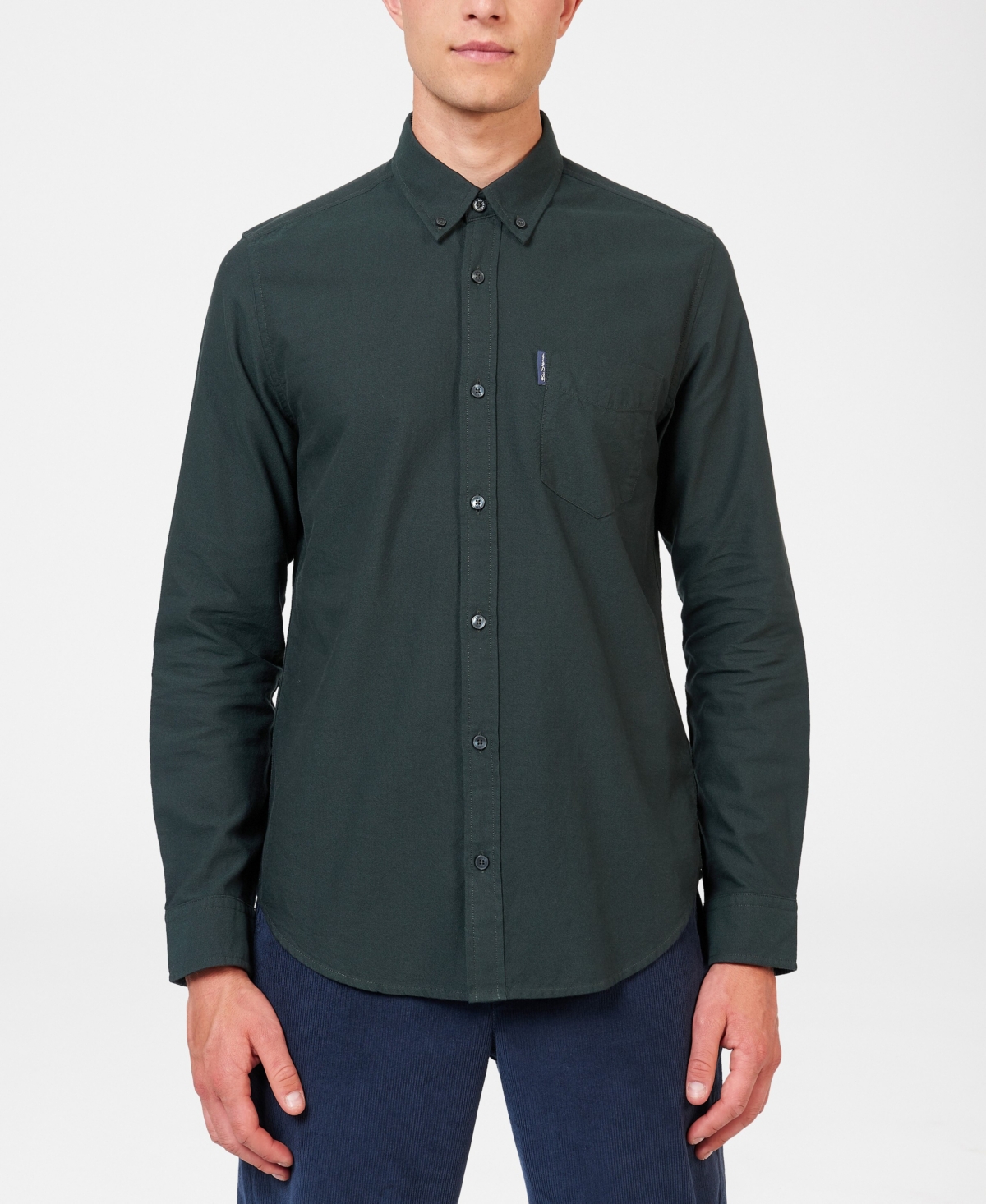 Ben Sherman Men's Iconic Oxford Single-pocket Button-down Long-sleeve Shirt In Dark Green