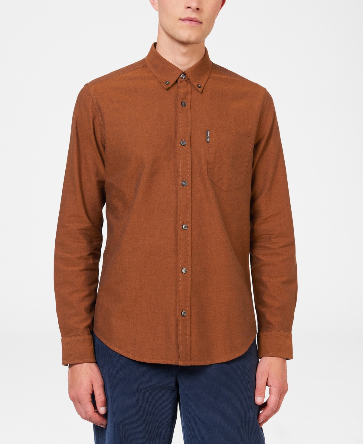 Ben Sherman Men's Iconic Oxford Single-pocket Button-down Long-sleeve Shirt In Burnt Orange
