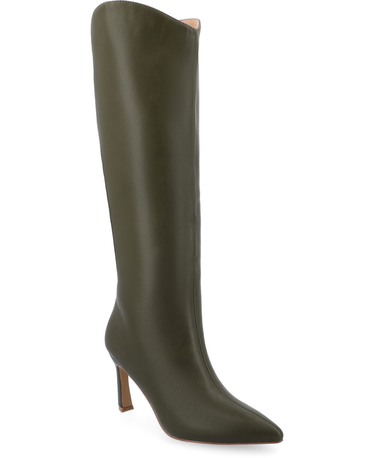 Journee Collection Women's Rehela Pointed Toe Stiletto Knee High Dress Boots - Olive