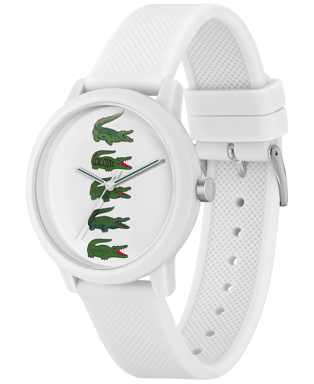 Shop Lacoste Unisex L.12.12 Quartz White Silicone Strap Watch 42mm