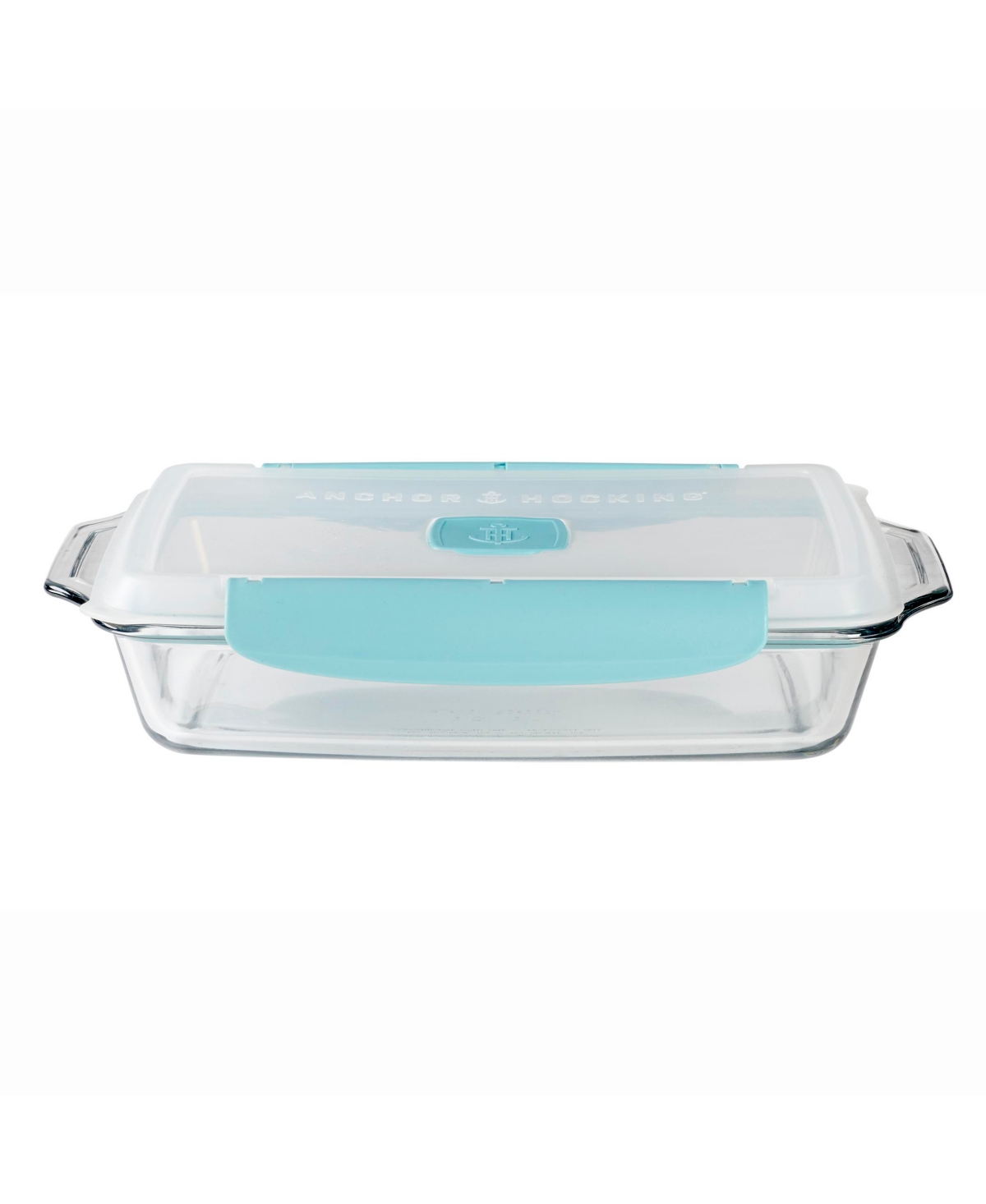 Anchor Hocking Glass 3 Quarts Bake Dish With Truelock Lid, 2 Piece Set In Clear Glass,mineral Blue Lid