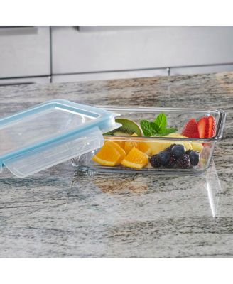 Glass 6 Cup Rectangle Food Storage with Truelock Locking Lid, 2 Piece Set