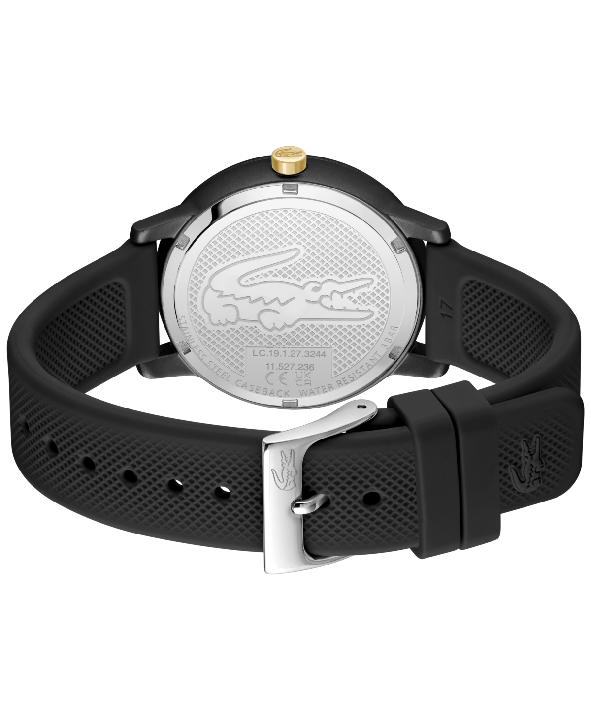 Shop Lacoste Women's L.12.12 Go Quartz Black Silicone Strap Watch 36mm