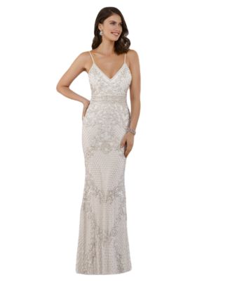 Women's Spaghetti Strap Beaded Gown
